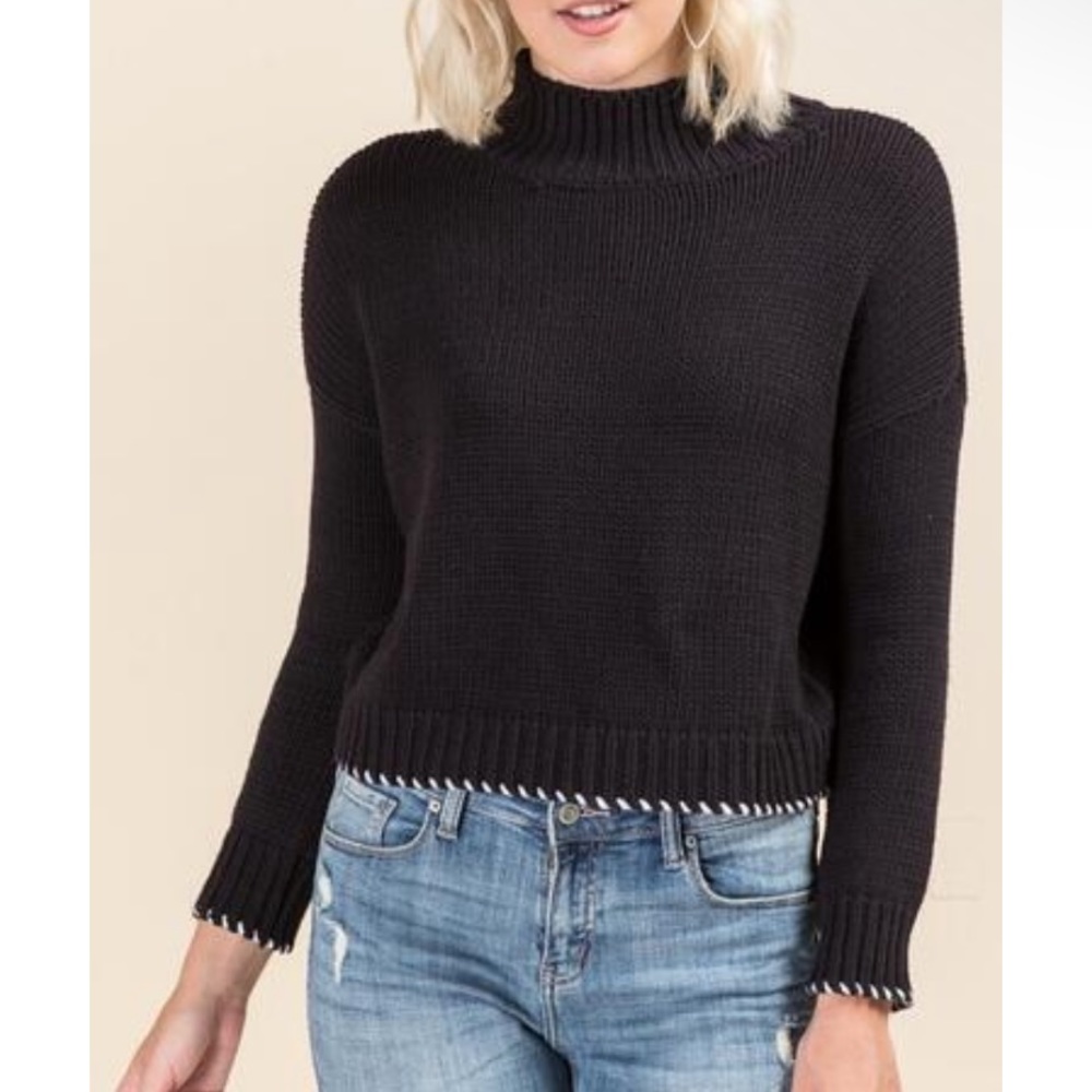 Black cropped turtle neck